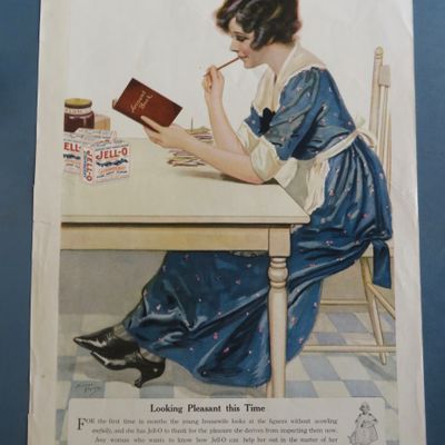 1920's Jell-O Gelatin Dessert with Woman & Account Book