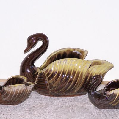 Swan Planter & Candle Holders Console Set