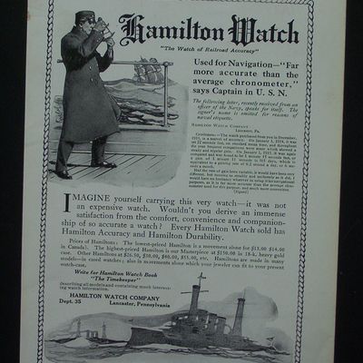1917 Hamilton Watch with Man on a Boat