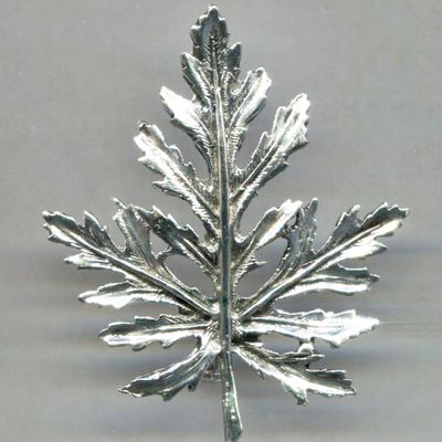 Long Open Silver Tone Leaf Pin