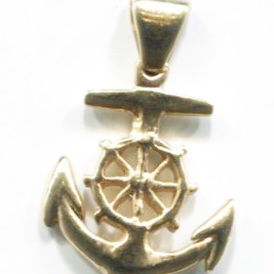 Gold Tone Anchor & Ship'S Wheel Charm