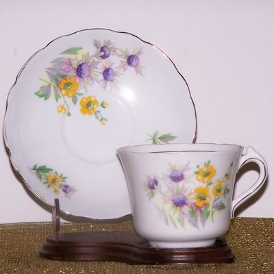 Colclough Cup & Saucer, Yellow & White Flowers