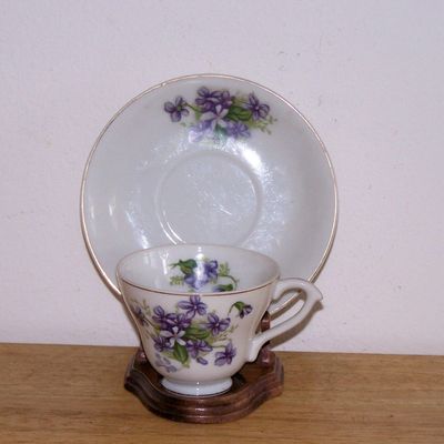 Violets Cup & Saucer