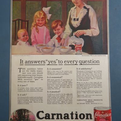 1916 Carnation Milk with Mom Making Breakfast For Kids