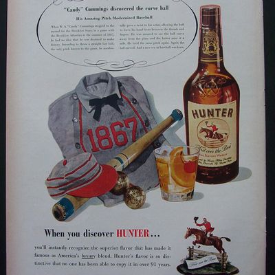 1951 Hunter Whiskey with Baseball Uniform, Bat & Ball