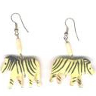 WOODEN ZEBRA Pierced EARRINGS