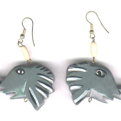 Wooden Elephant Head Earrings