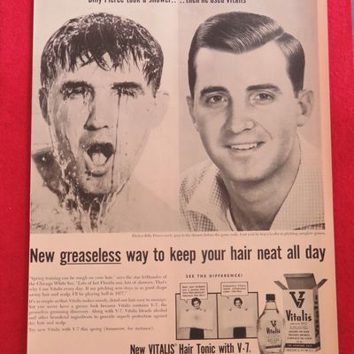 1957 Vitalis Hair Tonic with Pitcher Billy Pierce