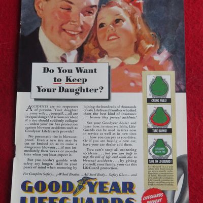 1940 Goodyear Lifeguard Tires with Little Girl & Man