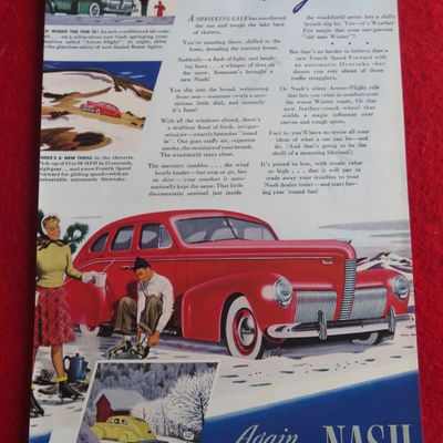 1940 Nash Automobile with Couple Going Skating