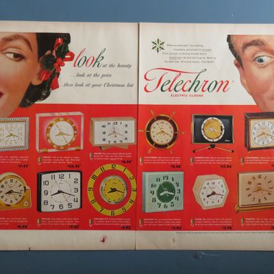 1953 Telechron Electric Clocks with Man & Woman