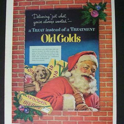 1952 Old Gold Cigarettes with Santa Claus & Puppy
