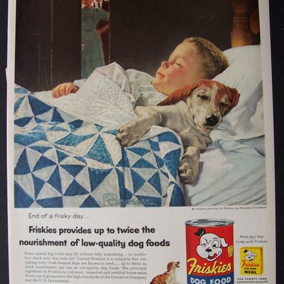 1956 Friskies Dog Food By Douglas Crockwell w/Boy & Dog
