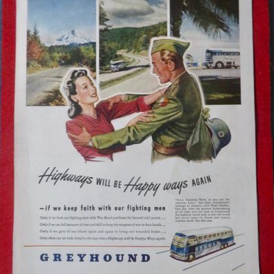 1948 Greyhound with Woman Welcoming Soldier Home