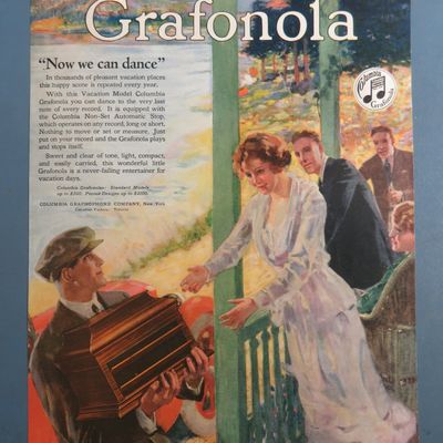 1920 Columbia Grafonola with Woman Reaching