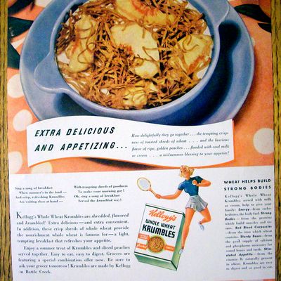 1938 Kellogg Whole Wheat Krumbles with Bowl of Cereal