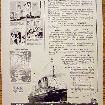 1926 White Star Line with Sail on the Homeric
