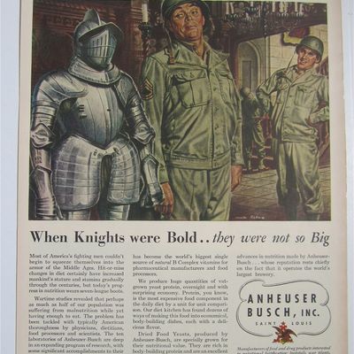 1945 Anheuser Busch with Military Man & Knight In Armor