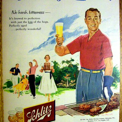 1954 Schlitz Beer with Man Drinking Glass Of Beer