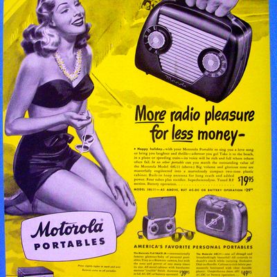 1948 Motorola Portables with Lovely Woman In Swim Suit