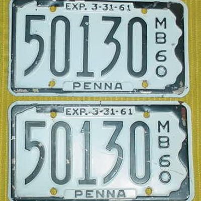 1960 Pr. of Pennsylvania Boat License Plates