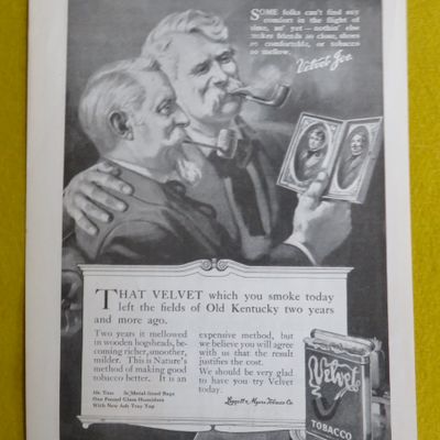 1916 Velvet Tobacco with 2 Men Smoking & Holding Pics