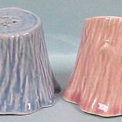 1950s Pastel Pottery Tree Stump S/P Shakers
