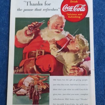 1938 Coca-Cola (Coke) with Santa Claus & Little Girl