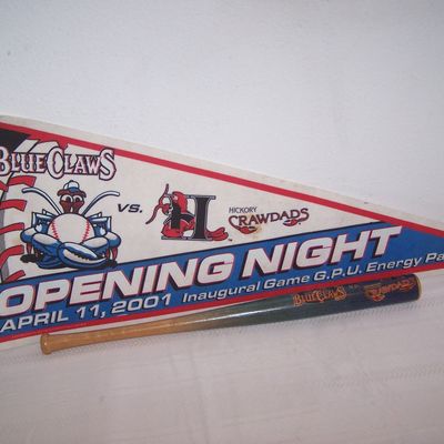 Pennant & Mini Bat Opening Night BLUE CLAWS vs. Hickory