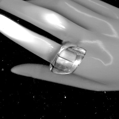 Striped Blue and Clear, Black Stripe, Lucite Ring