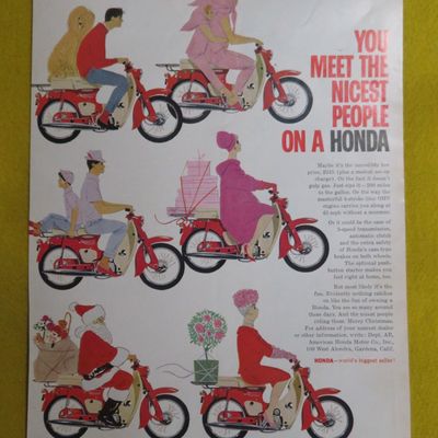 1963 Honda Motorcycle with People on the Hondas