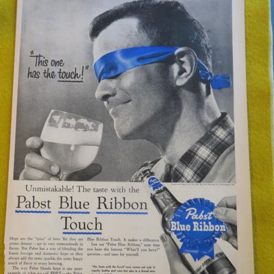 1956 Pabst Blue Ribbon Beer With A Man Blindfolded