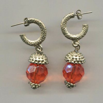 Orange Plastic Drop W/Gold Tone Pierced Earrings