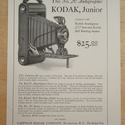 1921 Kodak Junior Camera w/Number 2C Autographic Camera