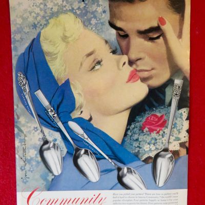 1951 Community Silverplate with Woman & Man Kissing