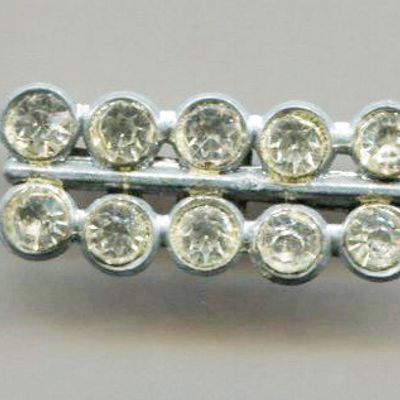 Dbl. Row Clear Rhinestones In Pot Metal Setting Pin