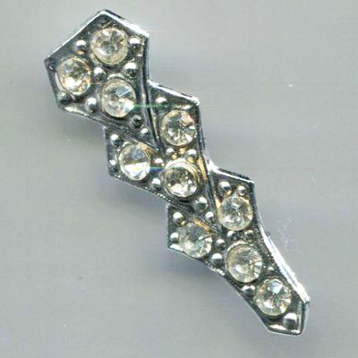 Clear Rhinestones Bar Pin, Silver Tone Setting