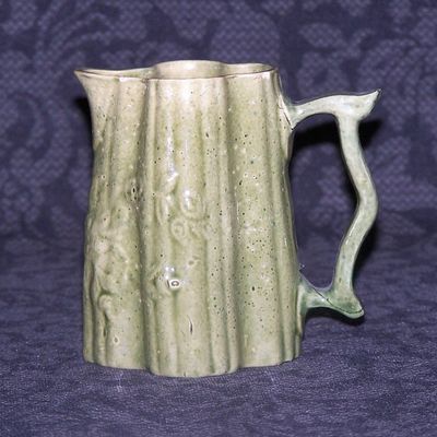 Green Ribbed Creamer