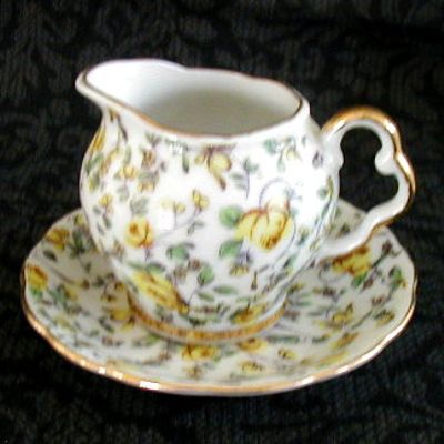 Inarco Creamer & Plate, Yellow Chintz
