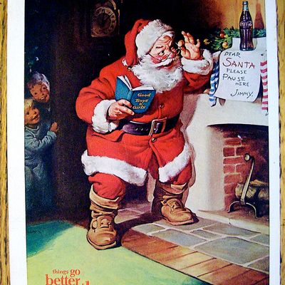 1963 Coca Cola (Coke) With Santa Claus Reading Note