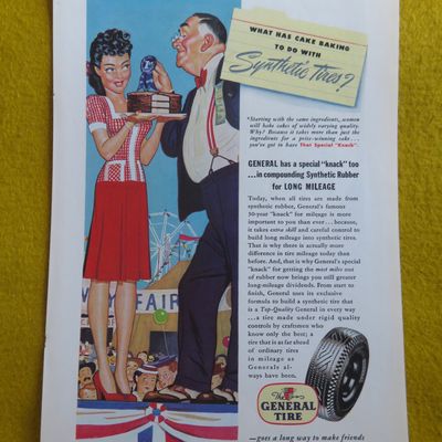 1945 General Tires with Woman Getting Ribbon For Cake