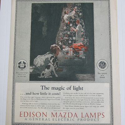 1925 Edison Mazda Lamps W/ Parents Decorating Tree