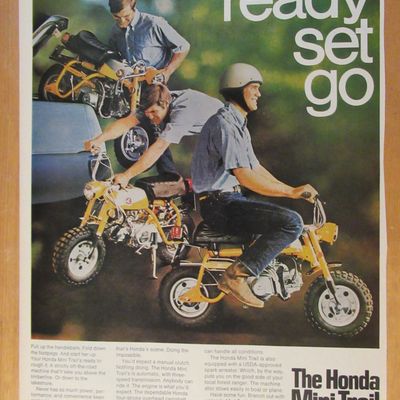 1969 Honda Mini Trail Motorcycle w/ Man on Bike
