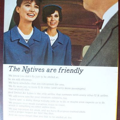 1966 United Air Lines with a Stewardess Talking to Man