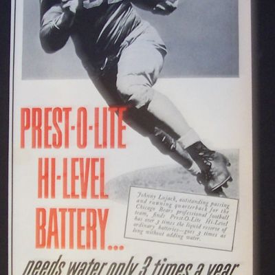 1951 Prest-O-Lite Battery w/Johnny Lujack (Chgo Bears)