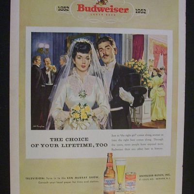 1952 Budweiser Beer with Bride & Groom