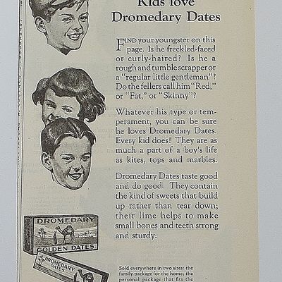 1923 Dromedary Dates With Kids Faces