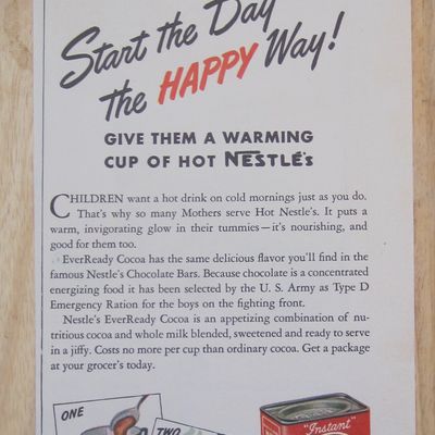 1942 Nestle's Sweet Milk Cocoa with Mom Waving to Boys