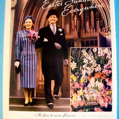 1938 Florist Telegraph Delivery w/Man & Woman At Easter