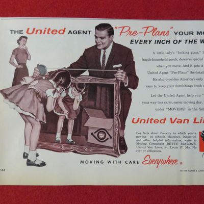 1959 United Van Lines w/ Little Girl Looking in Mirror